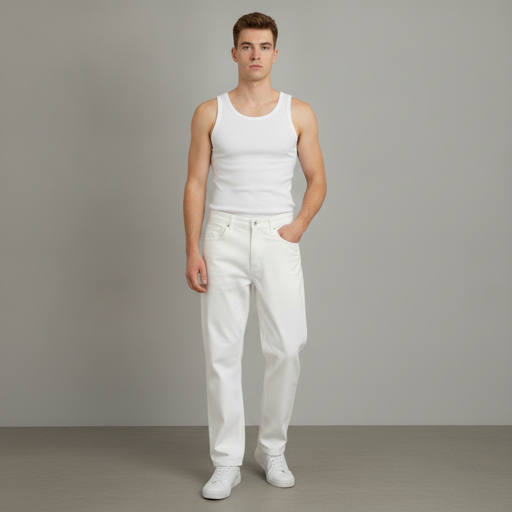 Pantalone in denim bianco leggero (7.5OZ) Gabriele