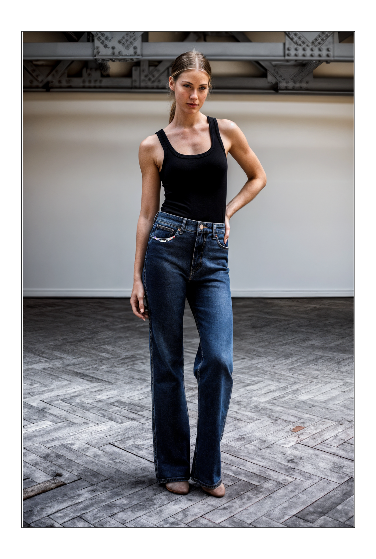 Francy wide fit stretch denim pant