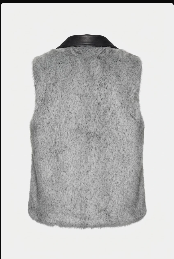 Helmut eco leather biker vest lined with fur