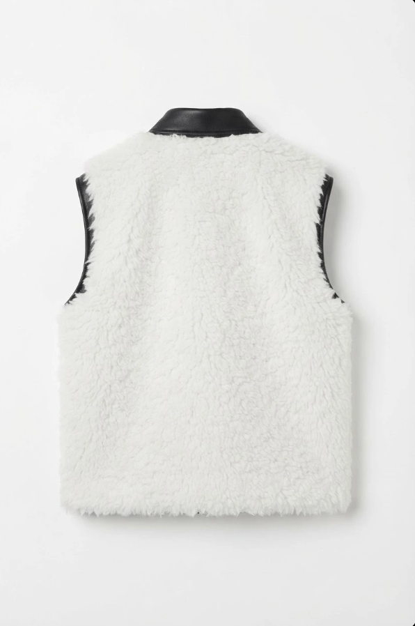 Helmut eco leather biker vest lined with fur