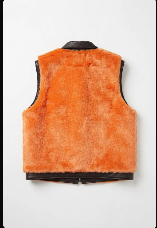 Helmut eco leather biker vest lined with fur