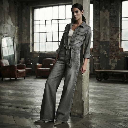Margie stretch denim jumpsuit